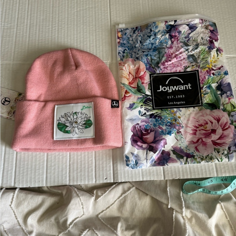 Pink beanie hat